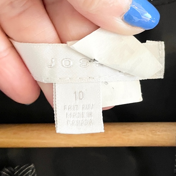 JOSEF Pencil Dress Pinstripe Charcoal Black/White Ruffled V neckline Luxury 10 - Picture 11 of 12